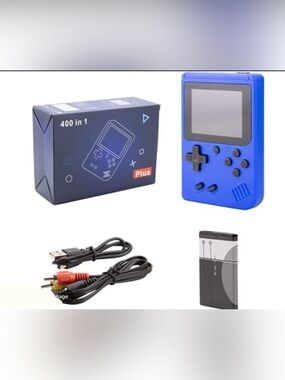 NWT Game Box Plus, retro handheld game console, blue, portable 8-bit system